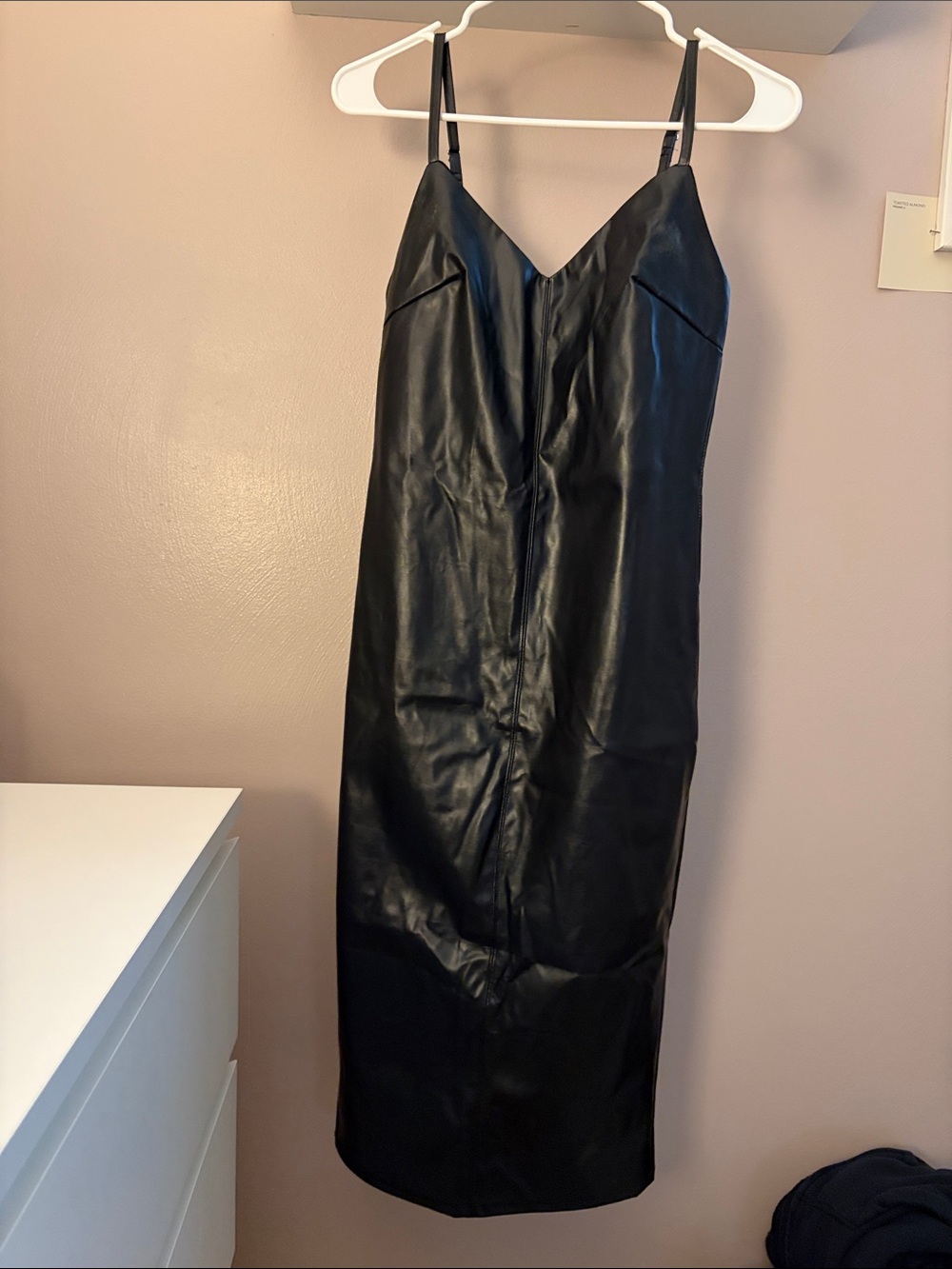 Faux Leather Black Slip Dress